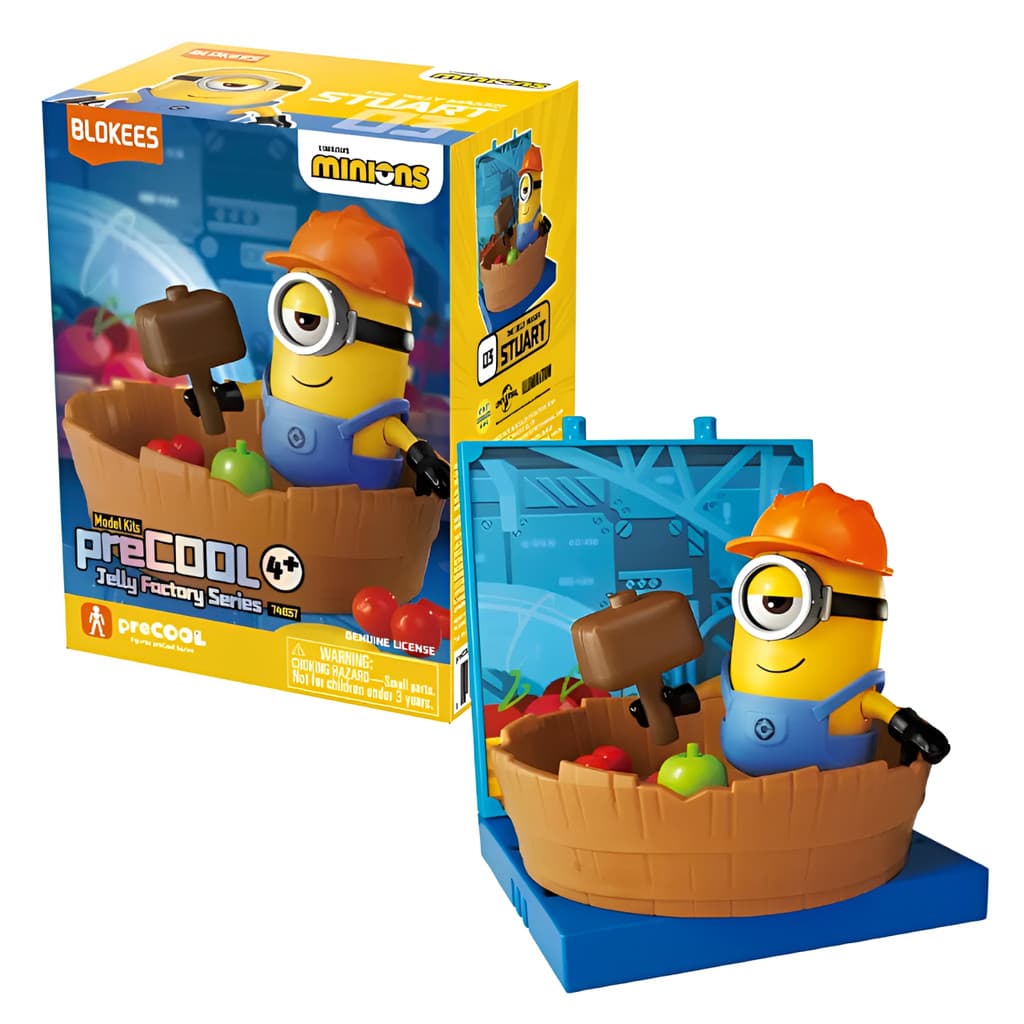 Boneco Coleção Blokees Minions Stuart The Jelly Maker Articulado Precool Jelly Factory Series Colecionavel