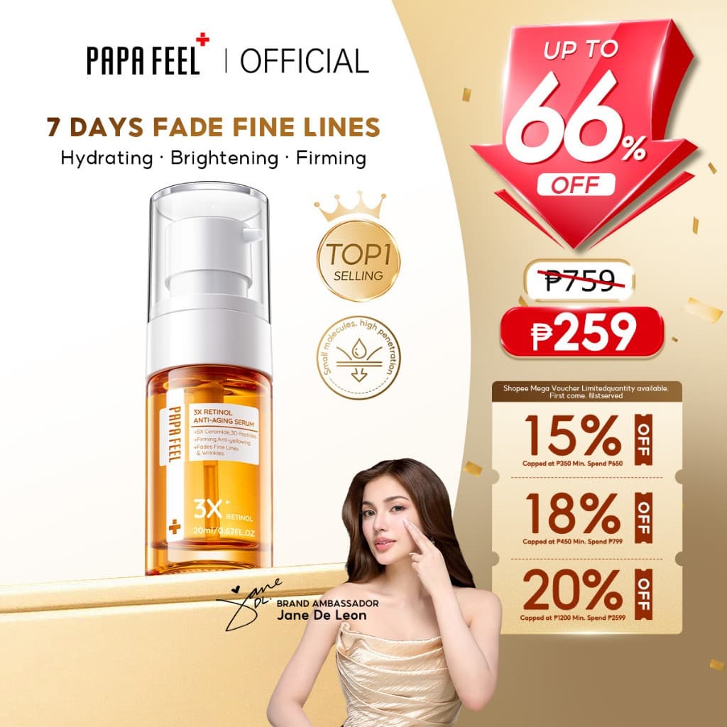 PAPA FEEL 3X Retinol Sérum Antienvelhecimento 20ML Suplemento de Colágeno Proteína Sérum Reparador Brilhante Aqua Skin p