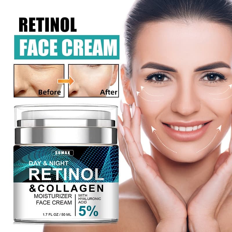 Creme de Retinol para o Rosto com Ácido Hialurônico e Colágeno, Hidratante Facial para Mulheres e Homens, Fórmula Avança