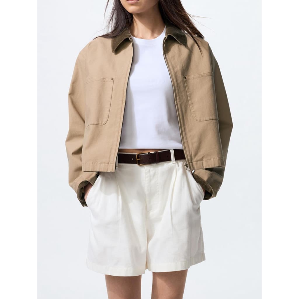 Site Oficial 349!Jaqueta feminina Casual com zíper curto berinjela estilo Baen lapela jaqueta Fashion primavera479208