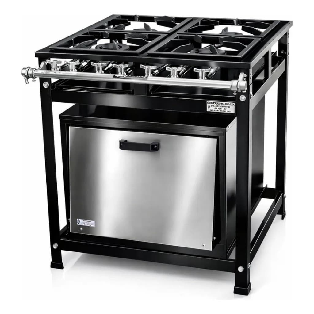 Fogão Industrial De Piso 4 Bocas Cristal Aço 30x30 Perfil 5 Baixa Pressão (NÃO INCLUSO FORNO - COMPRE SEPARADO)