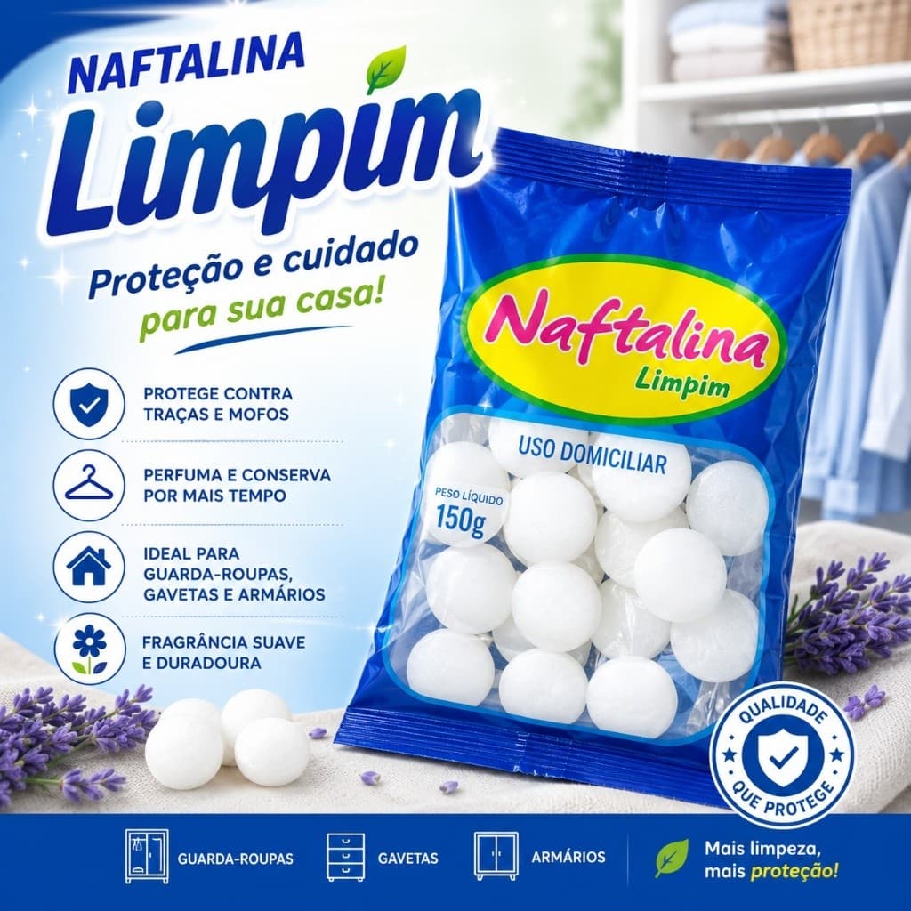 3 Pacotes - Naftalina 15g