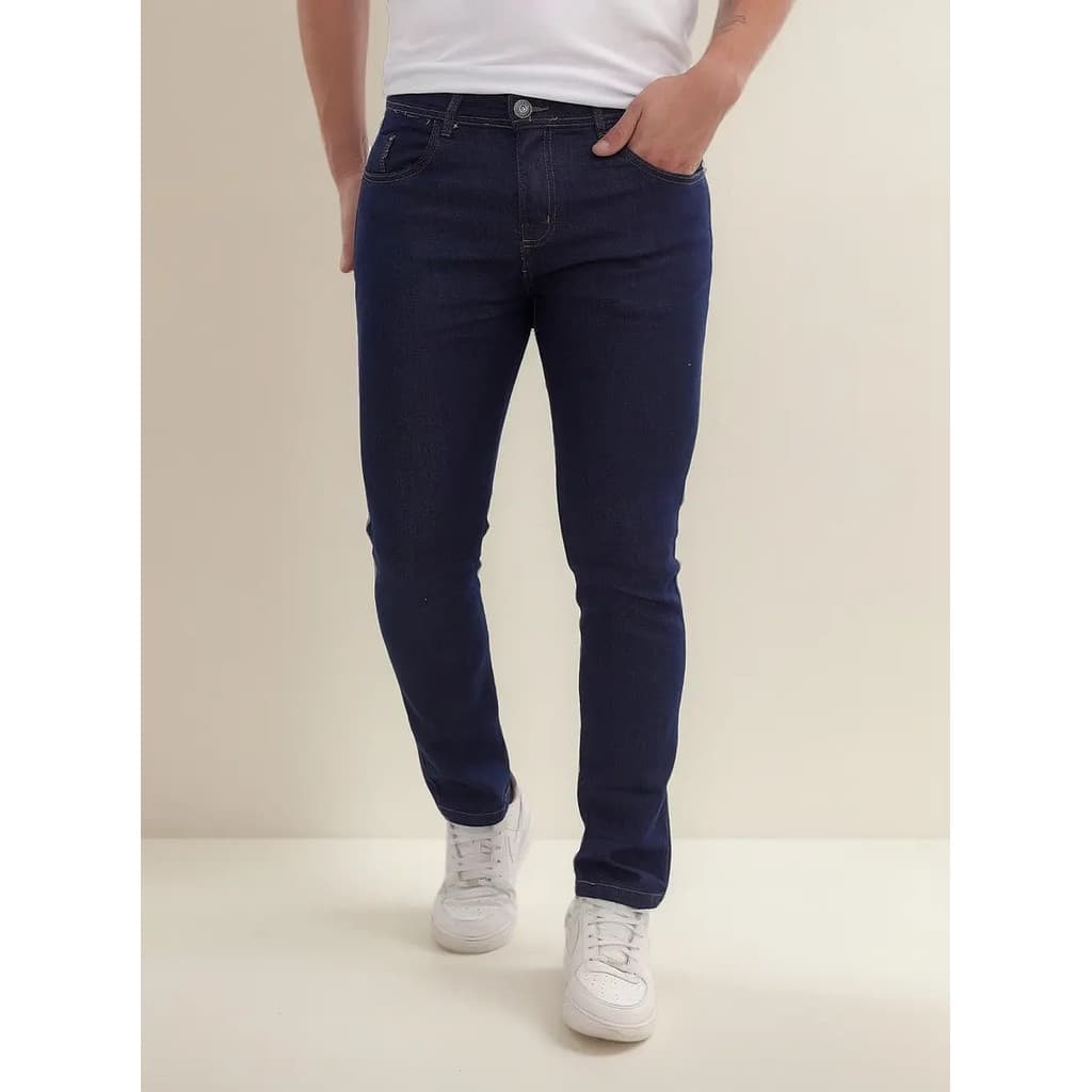 Calça Jeans Masculina Skinny Escura Moda Elastano Moderna