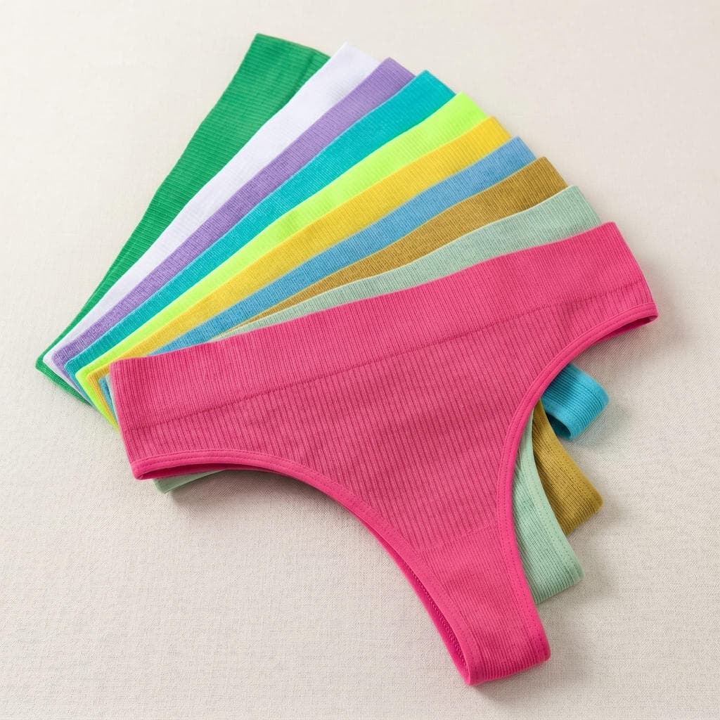 Kit Calcinha Canelada Importada Fio Dental Cintura Alta Tanga Pala Dupla