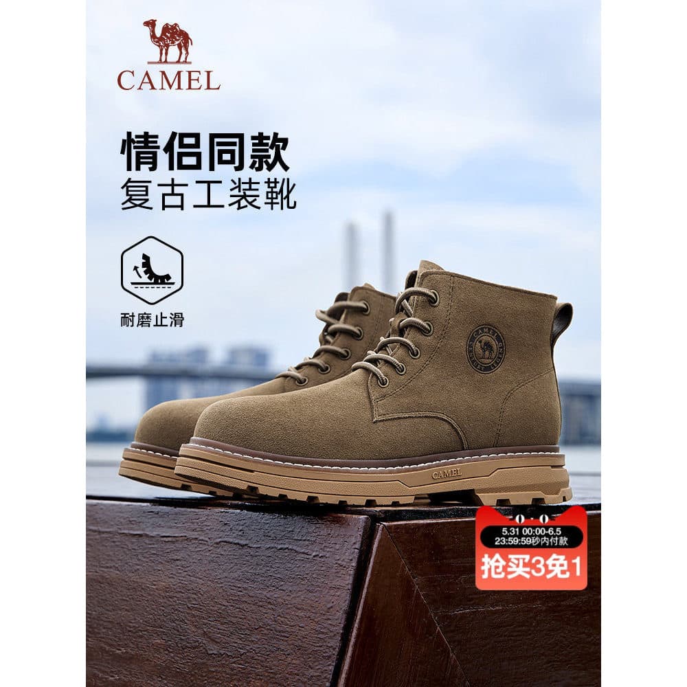 Camel Martin botas masculinas estilo britânico 2025 inverno couro genuíno resistente ao desgaste antiderrapante masculin