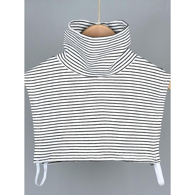 Listrado gola alta alta alta elástica colar falso Base de algodão feminino decorativo camiseta gola pulôver manter quent