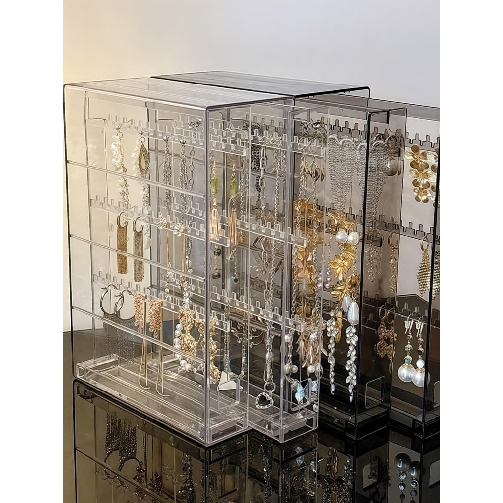 Caixa de armazenamento de jóias High-End requintado brincos colar pulseira jóias grande capacidade luz luxo transparente