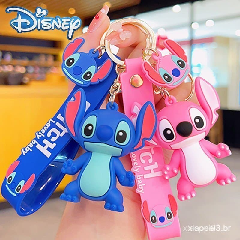 Chaveiro Disney Stitch Carro Porta-Chaves PVC Bolsa Pingente Casal Jóias Feriado Dia De Deus Presente