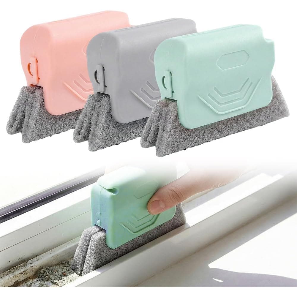 Limpador Mágico para Trilhos de Janela, Conjunto de Ferramentas de Limpeza para Ranhuras de Janela, Escovas de Limpeza p