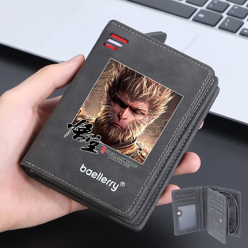 carteira masculina carteira masculina com ziper Black Myth Monkey King Carteira Masculina Jogo Street Wear Estudante Zíp