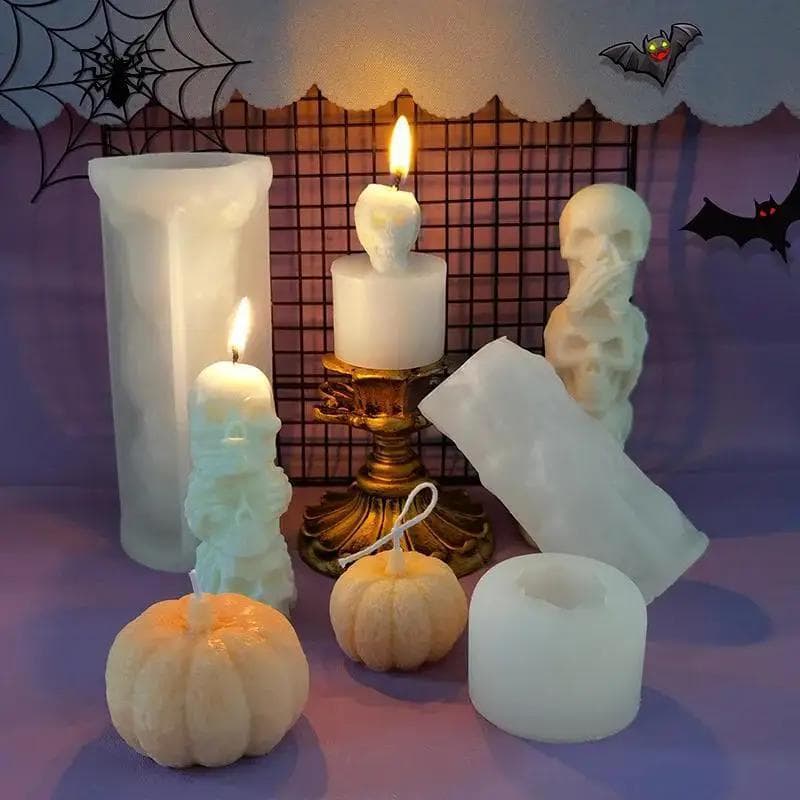 Halloween Criativo Crânio Vela Molde Aterrorizante Fantasma Abóbora Caixão Placa Silicone DIY Aromaterapia Sabão Resina