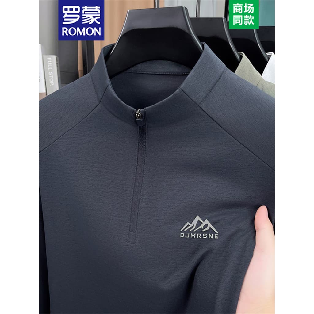Lomon High-End meio zíper moletom masculino primavera outono Casual solto esportes de meia-idade cor sólida Bottoming ca