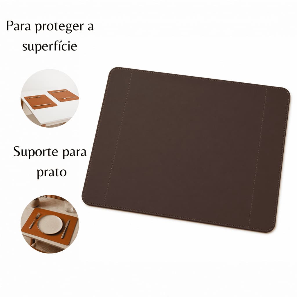 Jogo Americano em Couro Sintético Marrom