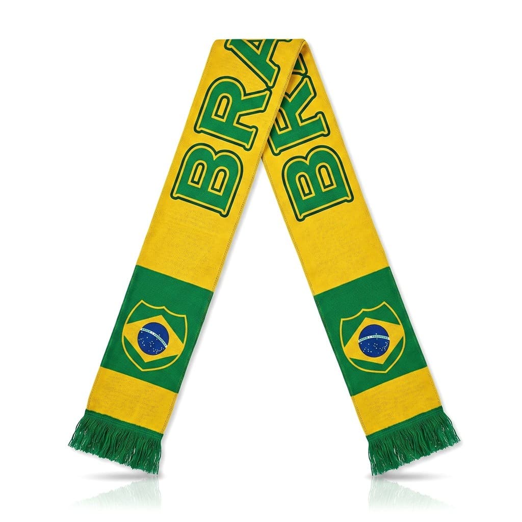 Kit 2 Cachecóis Do Brasil Em Algodão Verde E Amarelo Com Franja Para Copa Do Mundo - DK Toys