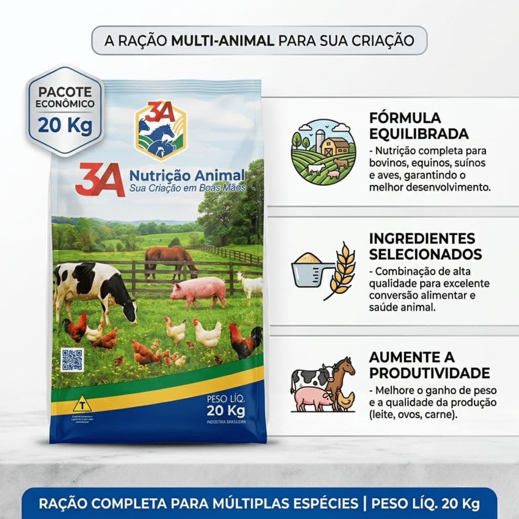 Ração Engorda Pintinho Nutrição Animal Alimentação Completa para Animais de Criação 20kg
