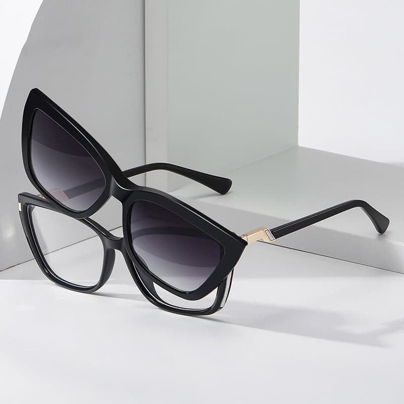 Óculos Anti-Luz Azul Feminino Glitter Polarizador Clipe Quadro Magnético Conjunto De Lentes De Dupla Finalidade