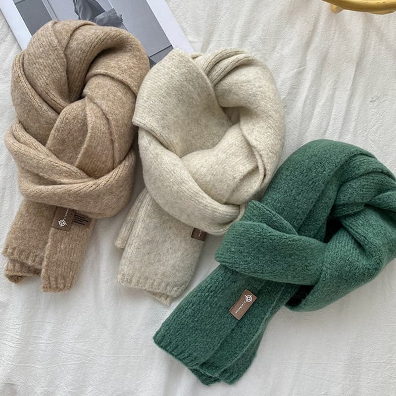 High-End versão coreana All-Match pequeno cachecol feminino outono inverno macio ceroso malha lã pescoço protetor lenço