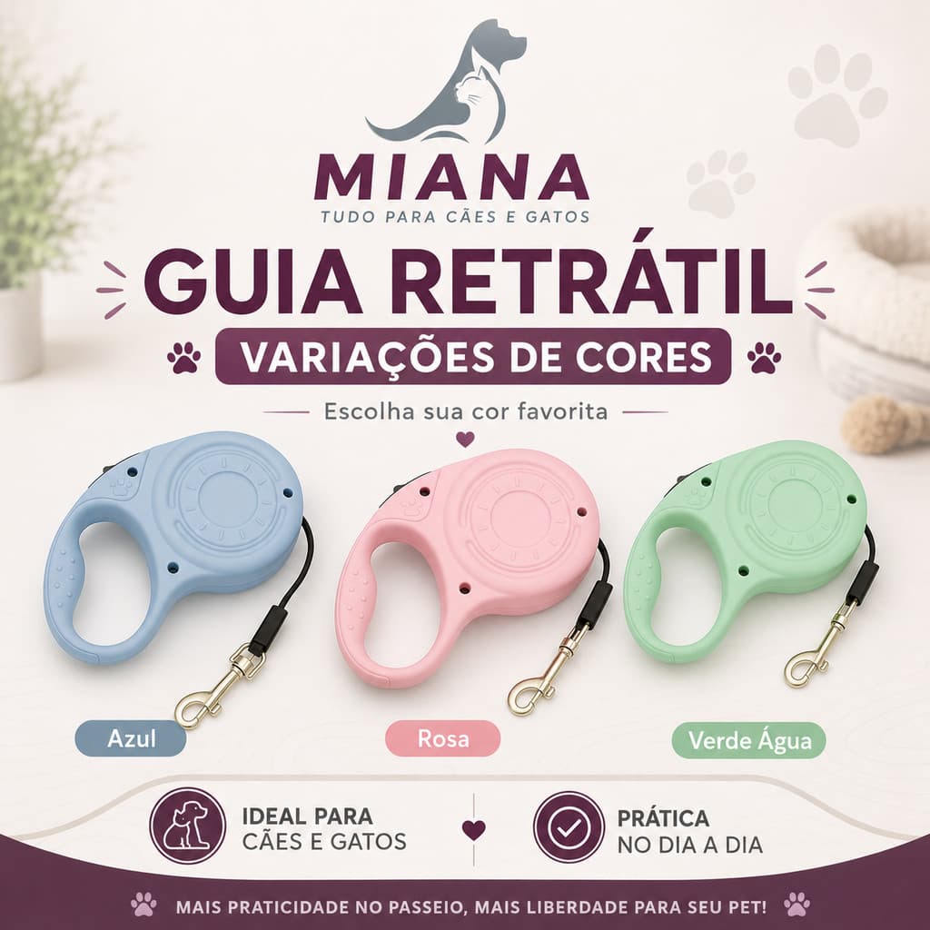 Guia Para Cachorro 3M Para Cães Gatos Passeio Pet Corrente para Cachorros