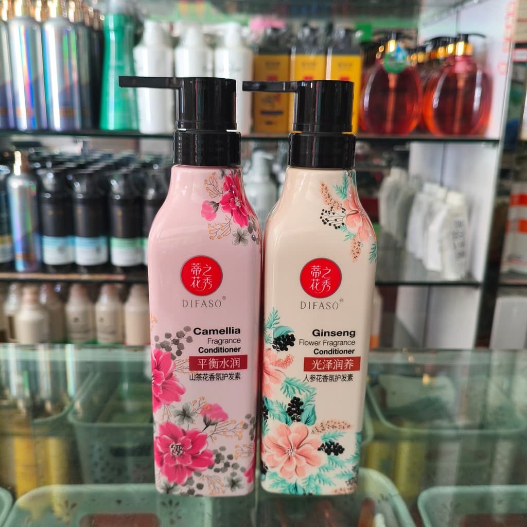 Com Anti-falsificação Jacquard condicionador de cabelo Ginseng flor fragrância brilhante hidratante camélia balanceament