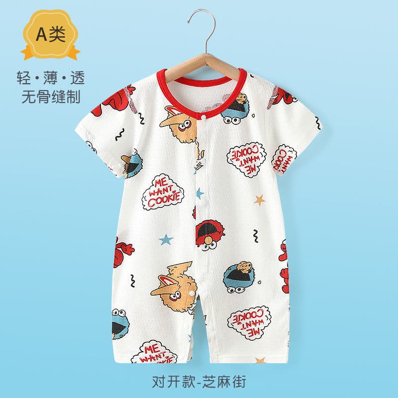 Bebê roupas de bebê macacão de manga curta verão estilo fino masculino recém-nascido puro algodão desossado macacão masc