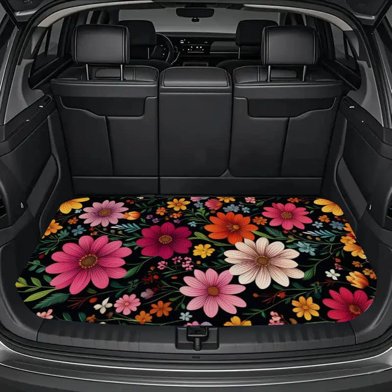 Tapete de porta-malas de carro Universal com impressão de jardim selvagem romântico, tapete de bagagem para exterior, ad