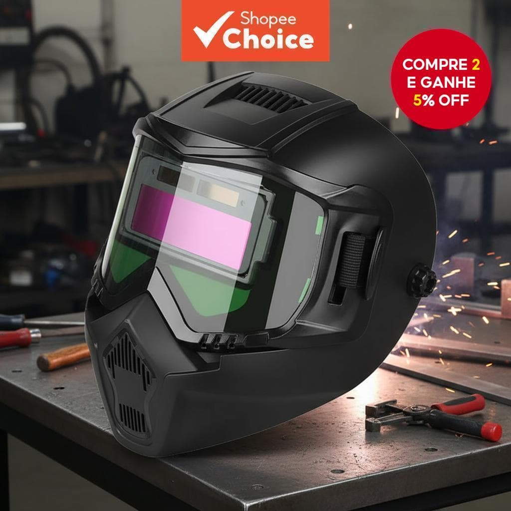 Máscara de Soldagem Profissional com Escurecimento Automático, Capacete, Óculos, Conjunto de Faixa de Cabeça, Filtro de