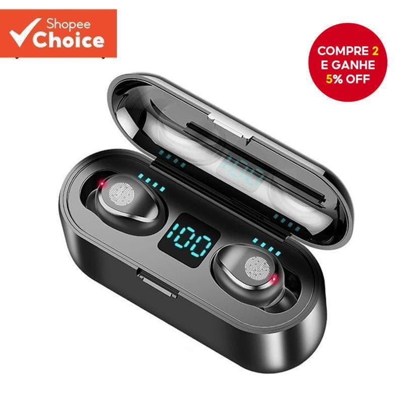 Vitog F9 TWS Fones De Ouvido Sem Fio Bluetooth Display LED Fone De Alta Qualidade Com Microfone