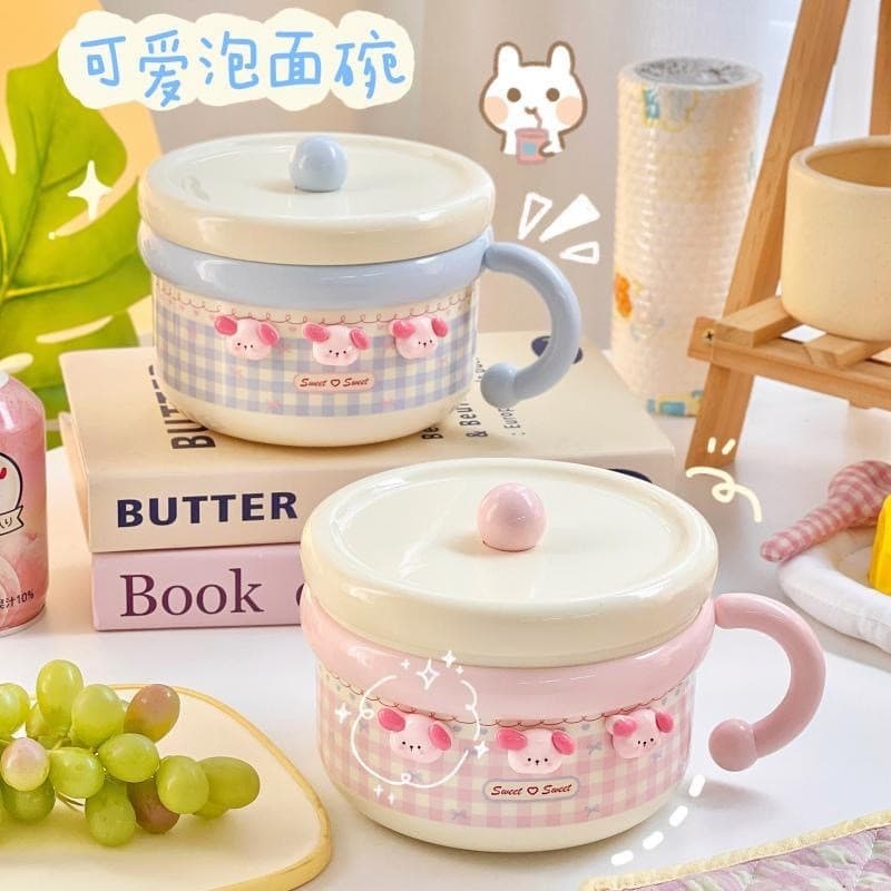 Tigela de Macarrão Instantâneo Altamente Atraente, Tigela de Sopa em Aço Inoxidável 304 para Estudantes, com Tampa, Lanc