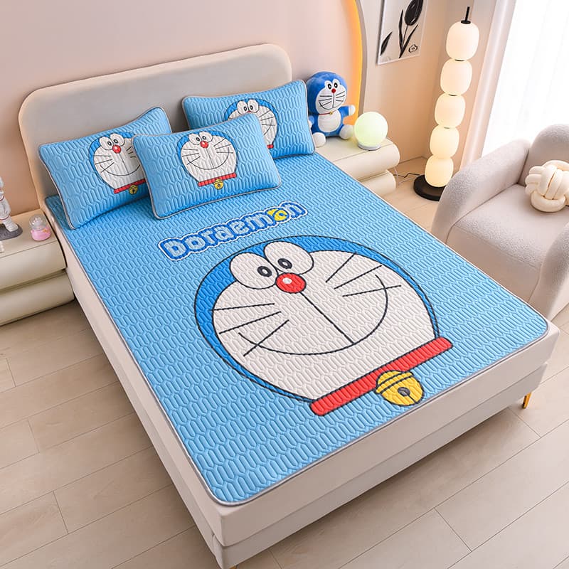 Doraemon verão crianças tapete de látex de seda gelo conjunto de três peças menino tapete de ar condicionado dobrável la