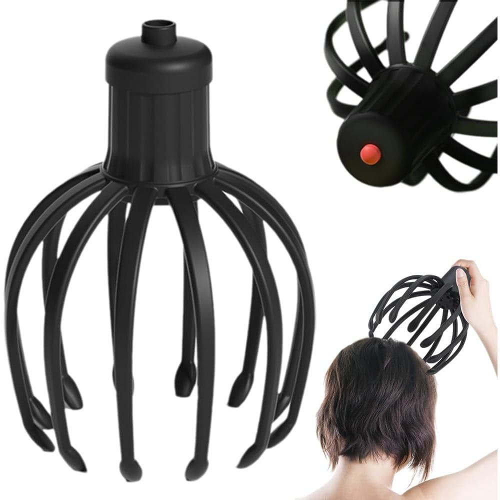 Massageador de Couro Cabeludo Octopus, Massageador Elétrico de Couro Cabeludo com 12 Nódulos de Massagem Independentes,