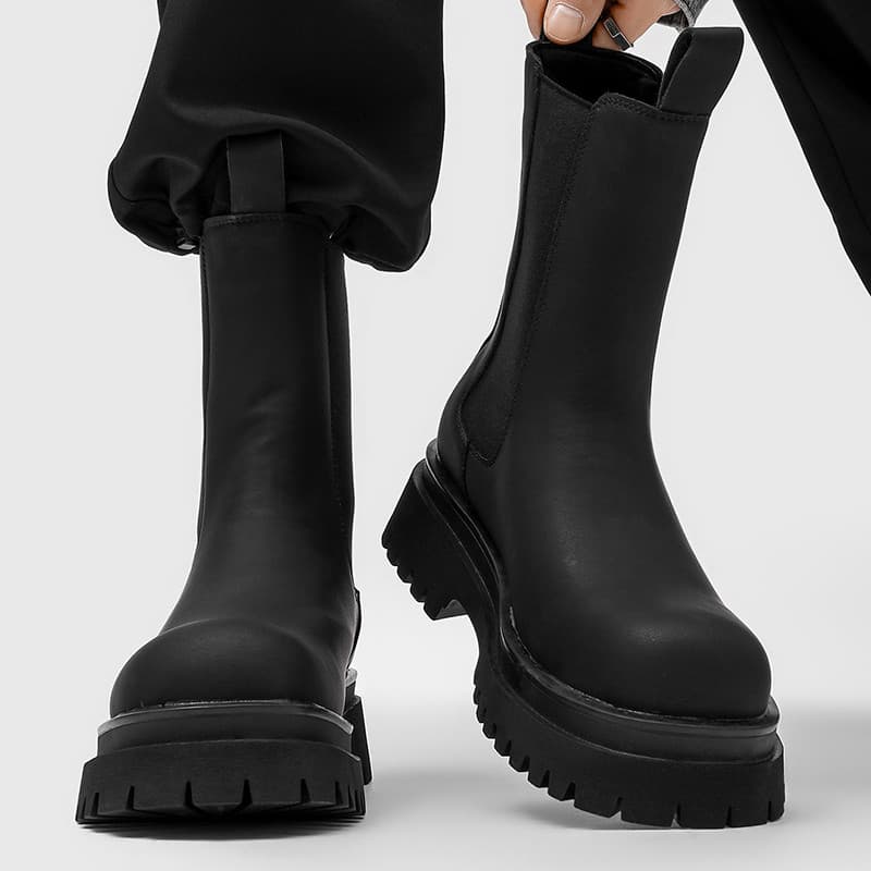 Botas Chelsea de sola grossa estilo britânico, macacão masculino de corte médio, botas Martin da moda, botas masculinas