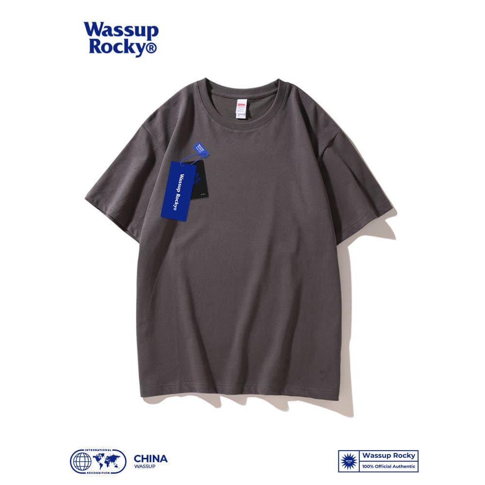WASSUP ROCKY Frente Ombro Íon de Gelo Ar Condicionado Camiseta Verão Street Wear Cor Sólida Casual Solto All-Match Top M