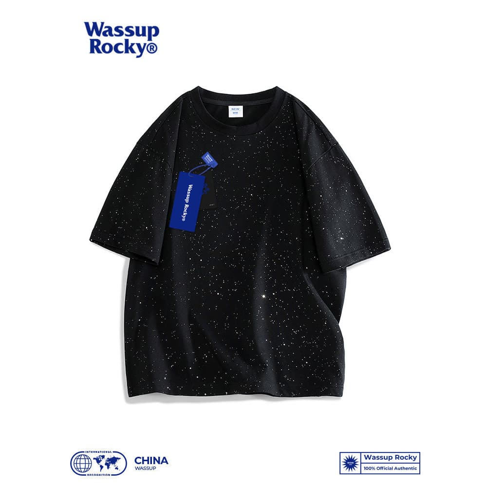 WASSUP ROCKY Little Yangge Recomendado Influencer Gypsophila Camiseta de manga curta masculina verão na moda solta Casua