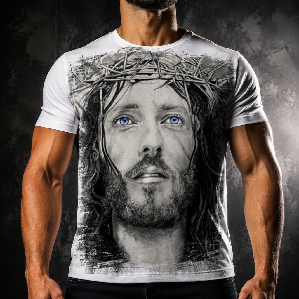 Masculina Camisa Camiseta jesus YESHUA cristo coroa espinhos Ref 010