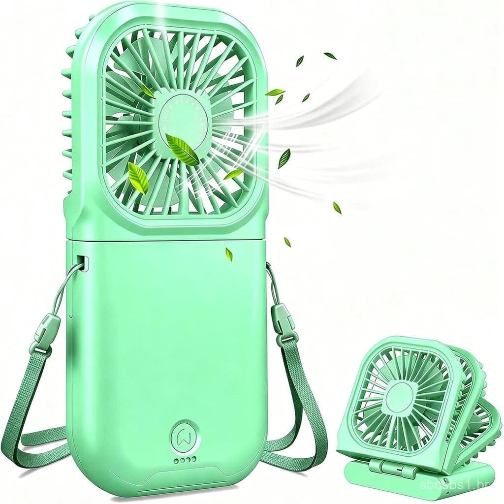 Ventilador Pessoal Recarregável com Cordão, Ventilador Portátil de Mão Dobrável 0-180 ° Ventilador de mão pequeno para v