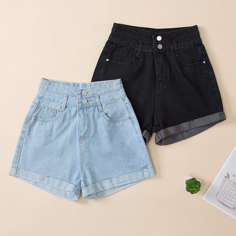 Novo estilo 2022 verão cintura alta Denim Shorts primavera solto mais magro olhar a linha calças quentes All-Match
