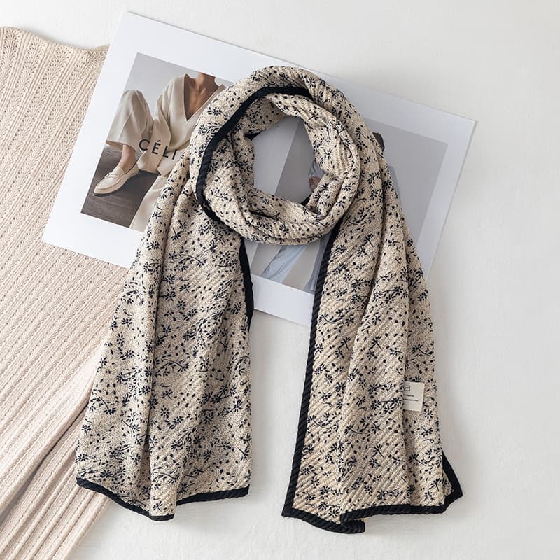 Elegante dupla camada de algodão linho cachecol feminino primavera outono inverno decoração lenço de seda fino xale long