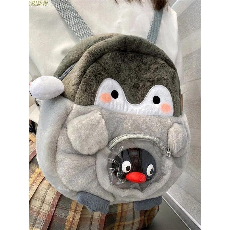 Menina Outing pequena mochila pinguim dos desenhos animados mochila bonito boneca saco de dor boneca de pelúcia Mini peq