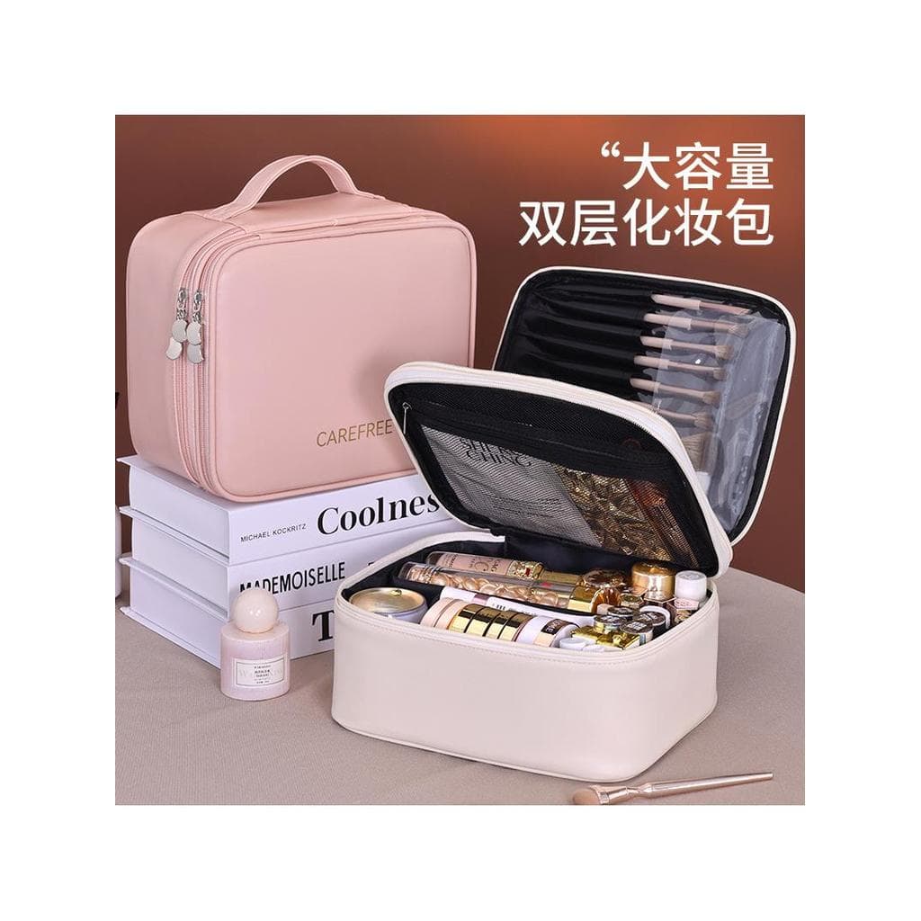 Luz de luxo High-End sentimento dupla camada grande saco cosmético feminino grande capacidade viagem portátil armazename