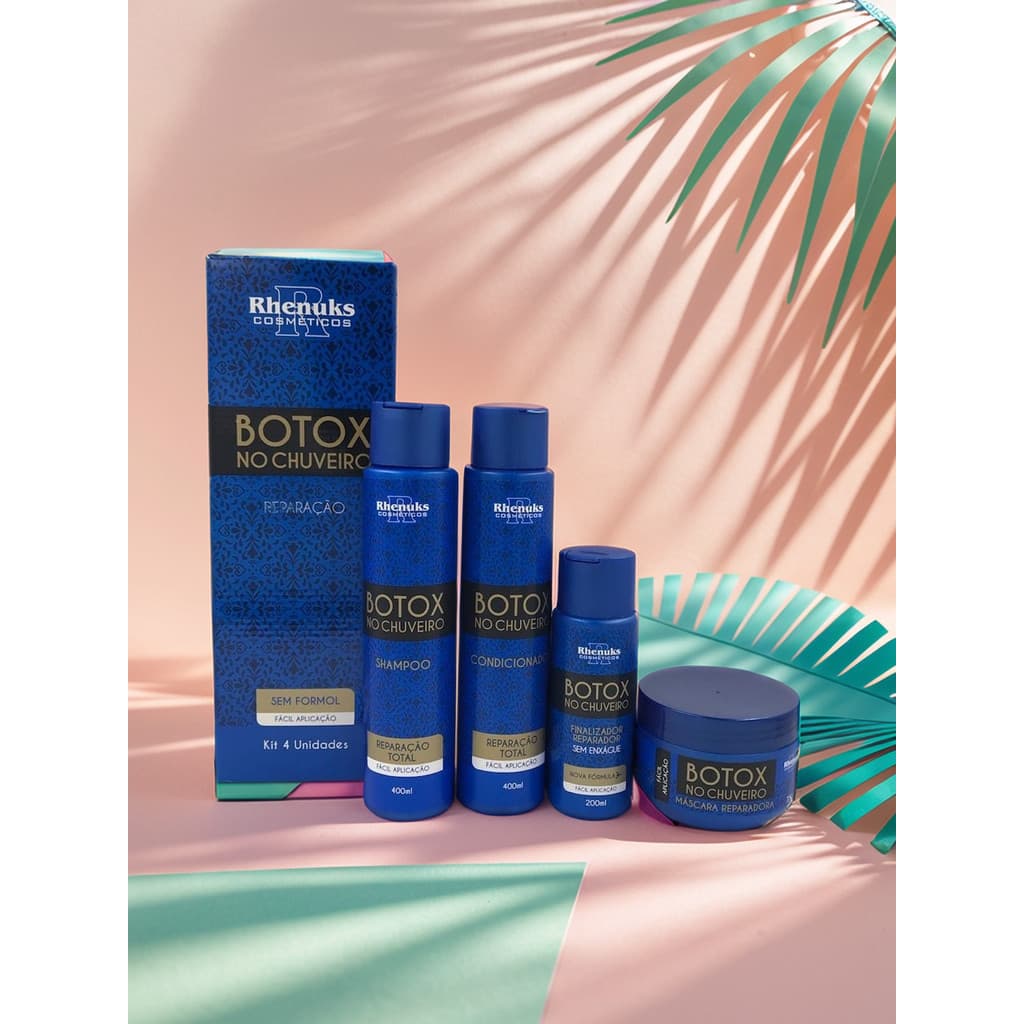 Kit Rhenuks Botox no Chuveiro - Cabelos Alinhados e Sem Frizz 4 Itens - Kit com 4 itens