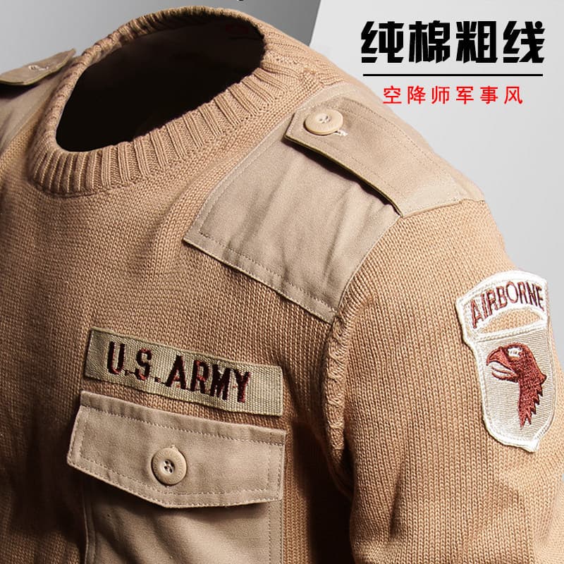 Roupas superiores das forças especiais suéter masculino camisa de fundo de malha inverno engrossado eua Pock do exército