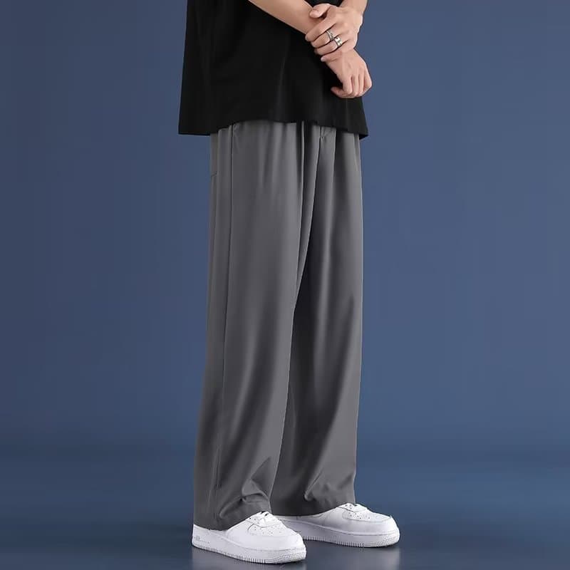 Xinjiang Local verão calças finas masculinas Street Wear solto tamanho grande seda gelo calças casuais Drape elasticidad
