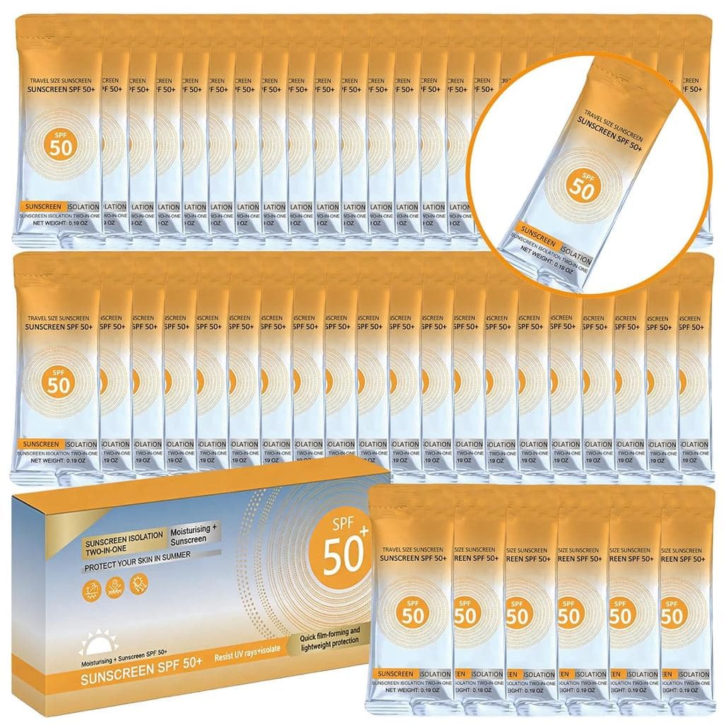 50 Unidades de Protetor Solar em Tamanho Viagem, FPS 50+, Mini Protetor Solar em Grande Quantidade para Rosto e Corpo, L