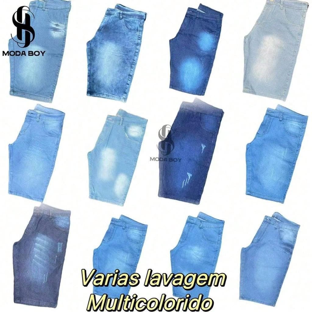 Kit 5 Bermuda Jeans plus size Masculina SORTIDO Premium Várias  Lavargem com  elastano