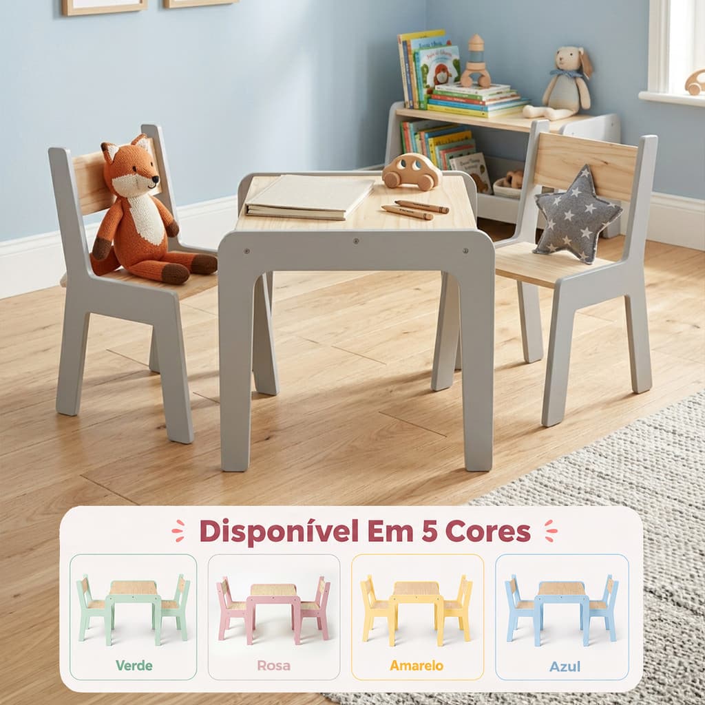 Mesa Infantil e/ou Cadeiras em MDF e Pinus