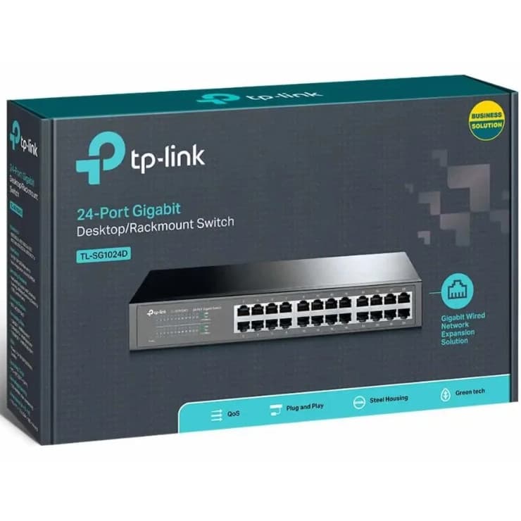 Switch TP-Link TL-SG1024D com 24 Portas Ethernet de 10 100 1000 Mbps - Preto - Novo