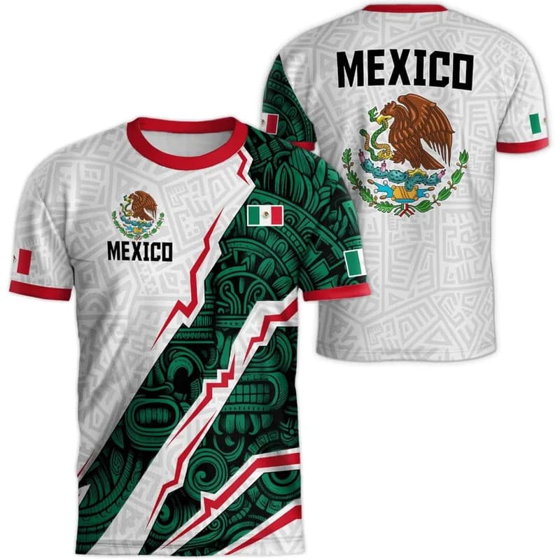 México Bandeira Nacional Impressão T Camisa Para Homem Engraçado 3D Águia Padrão Manga Curta Camisetas De Futebol Ao Ar