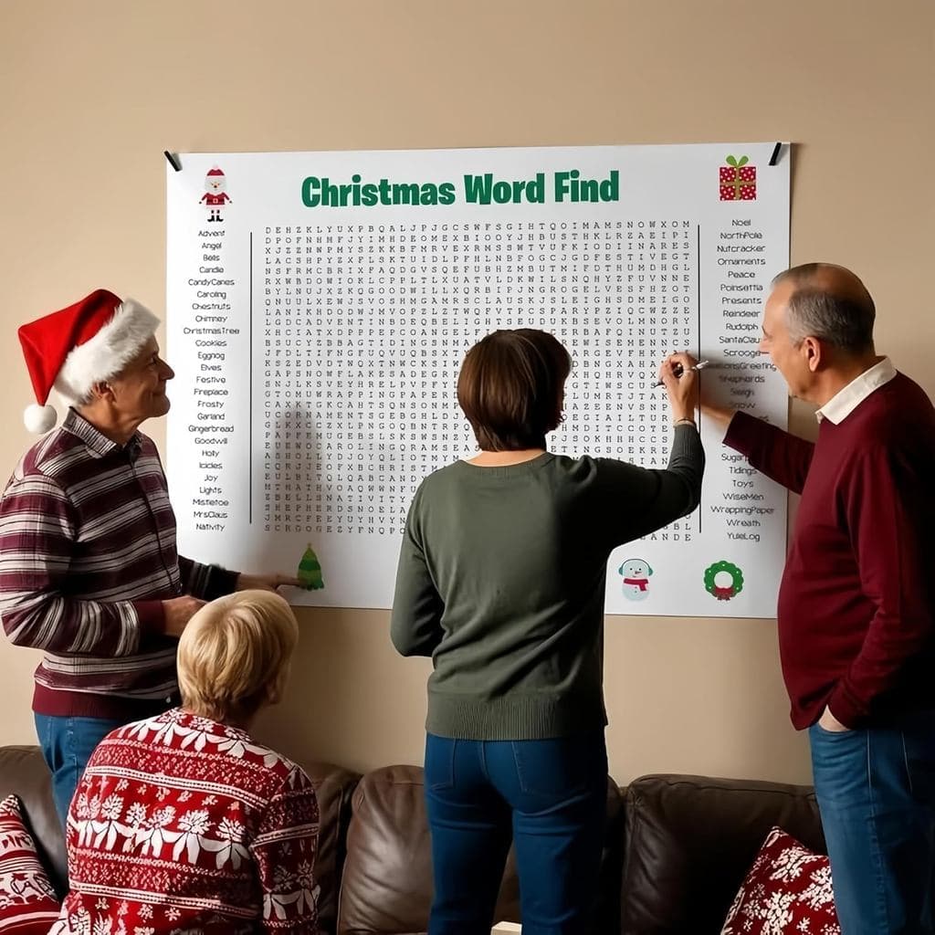 Novo Pôster Gigante de Busca de Palavras de Natal 2025 – Jogo de Parede Gigante 36"x24", Busca de Palavras em Tamanho de