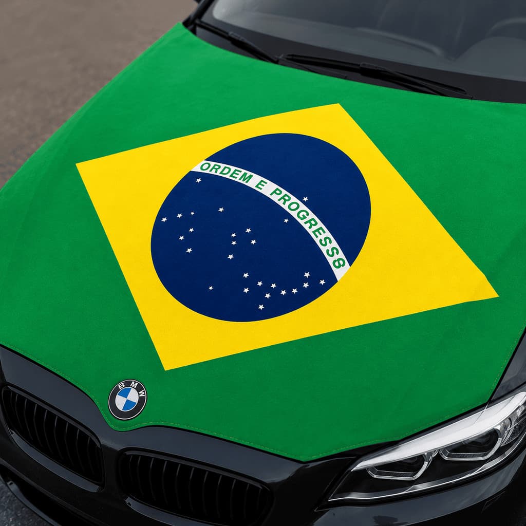 Bandeira Do Brasil Para Carro E Camionete Capô 50x50cm Grande Unidade Especial Copa Do Mundo Luxo