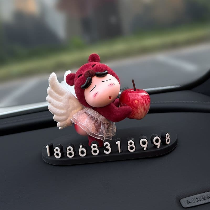 Bonito anjo urso placa de número de estacionamento temporário decoração do carro dos desenhos animados decoração do carr